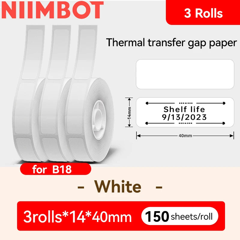 Niimbot B18 Thermal Transfer Label Printer Self-Adhesive Price Tag Wireless Mini Garden Label Maker Cable Labeller with Ribbon