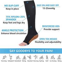 1 Pairs S-XXL Compression Socks Medical Prevent Varicose Veins Toeless Support Hose for Women Men