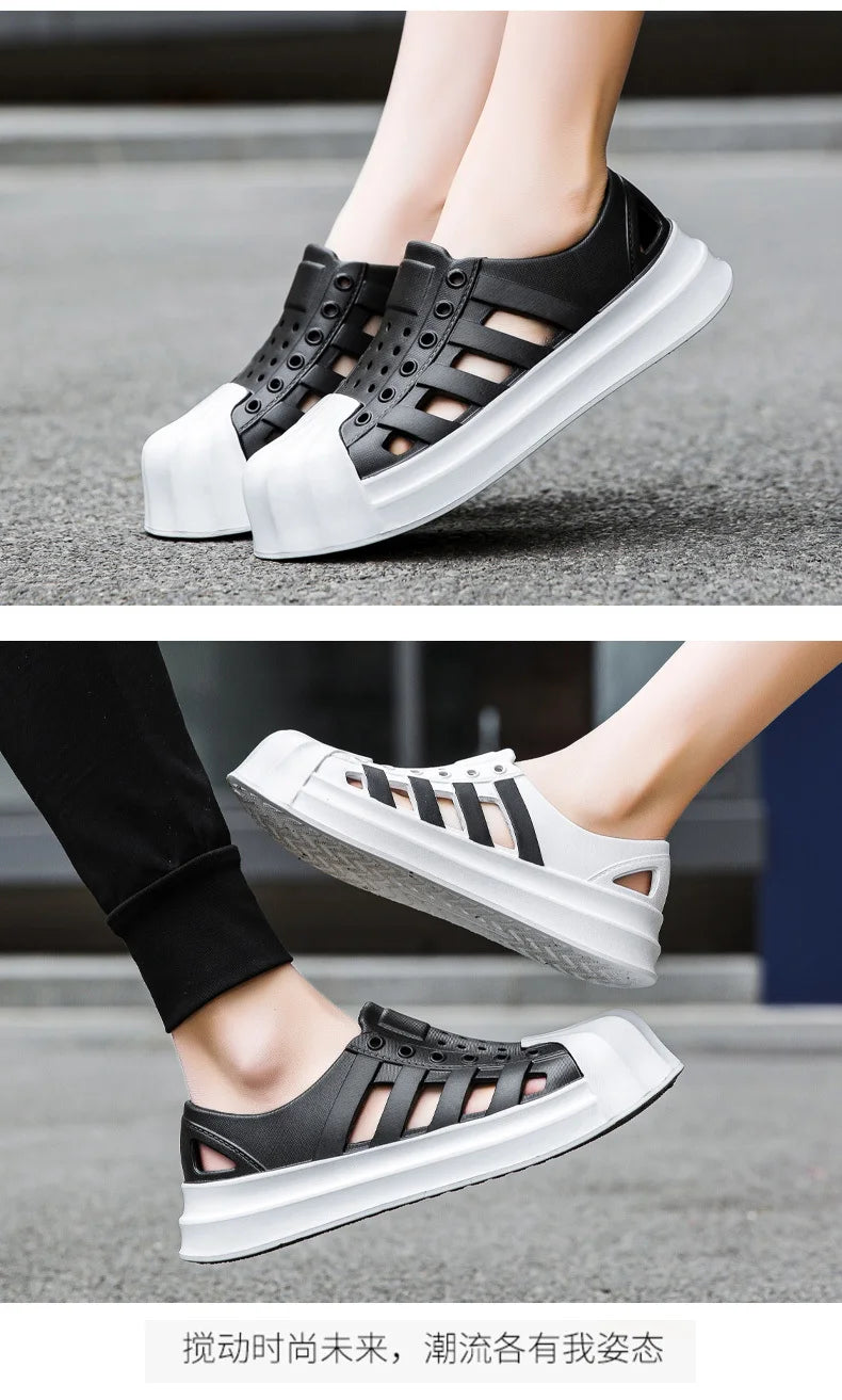 Men sandals outdoors Hole sandals for men Breathable Thick Bottom Unisex Soft EVA Non-slip Women sandals summer 2024 Beach Shoes