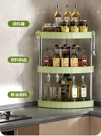 Kitchen Spice Rack Shelf Countertop Corner Multifunctional Seasoning Supplies Rack Saving Spice Rack Organizer with Hooks