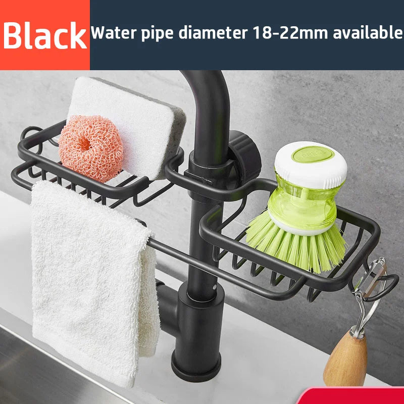 Kitchen Sink Drain Rack Sponge Storage Basket Faucet Holder Space Aluminum Soap Drainer Shelf Organizer Bathroom Accessories