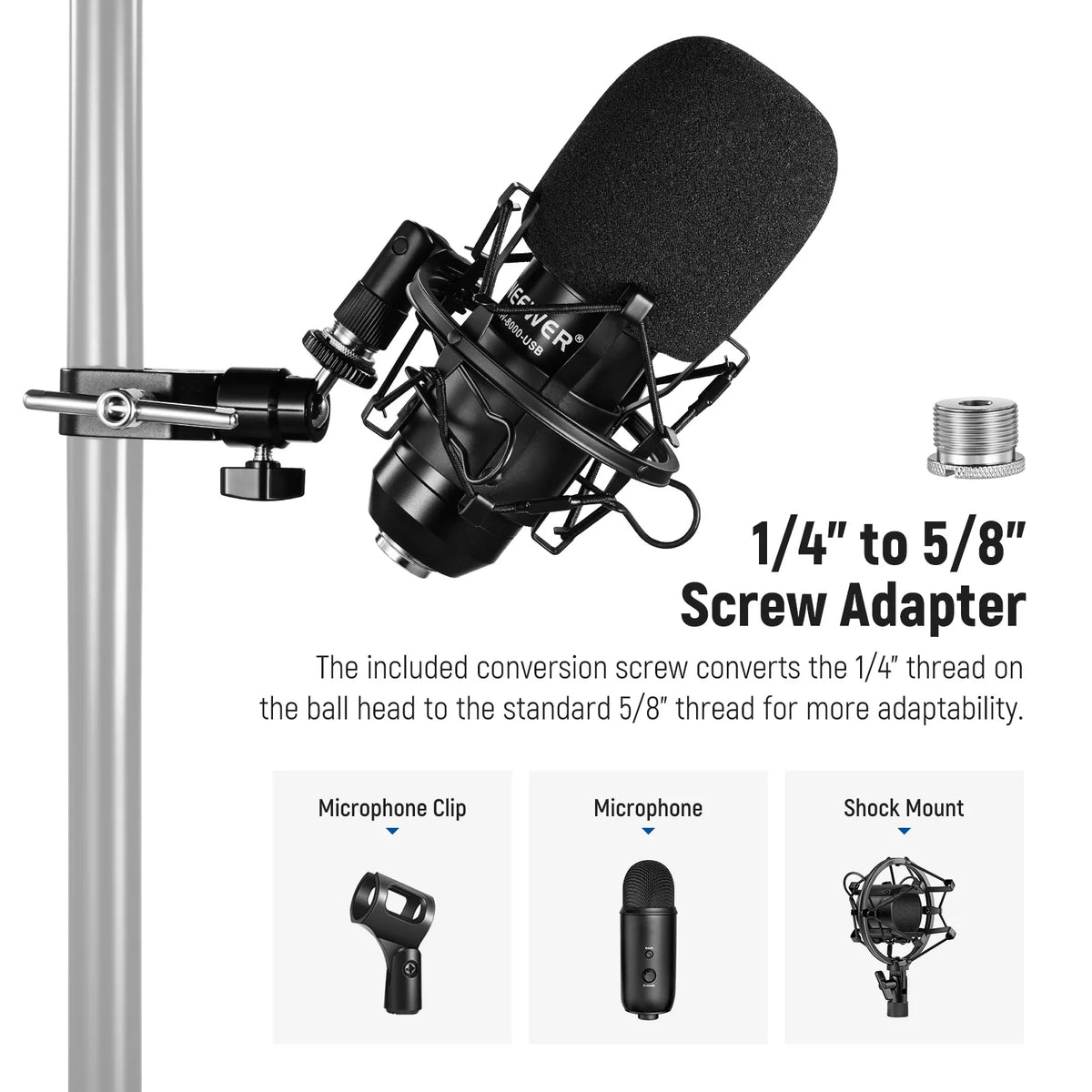 Neewer Crab Clamp Articulated Mini Ball Head, Super Clamp Mic Mount with 1/4" to 5/8" Thread For Camera Cage and Microphones