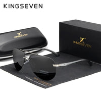 KINGSEVEN Fashion Pilot Rimless Sunglasses Men  Aluminum Polarized Large Frame Glasses Women Casual Driving Outdoor Eyewear