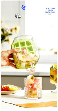 Ice Cube Tray with Lid NO TOUCH Silicone Ice Cube Cup for Fridge with Straw NO SPILL Ice Mold for Freezer Water Bottle