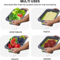 LMETJMA Collapsible Colander with Extendable Handles Colander Strainer Over The Sink Vegetable Fruit Colanders Strainers JT40