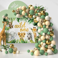 Jungle Safari Green Balloon Garland Arch Kit Kids Birthday Party Supplies Deer Pattern Gold Latex Ballons Baby Shower Decoration