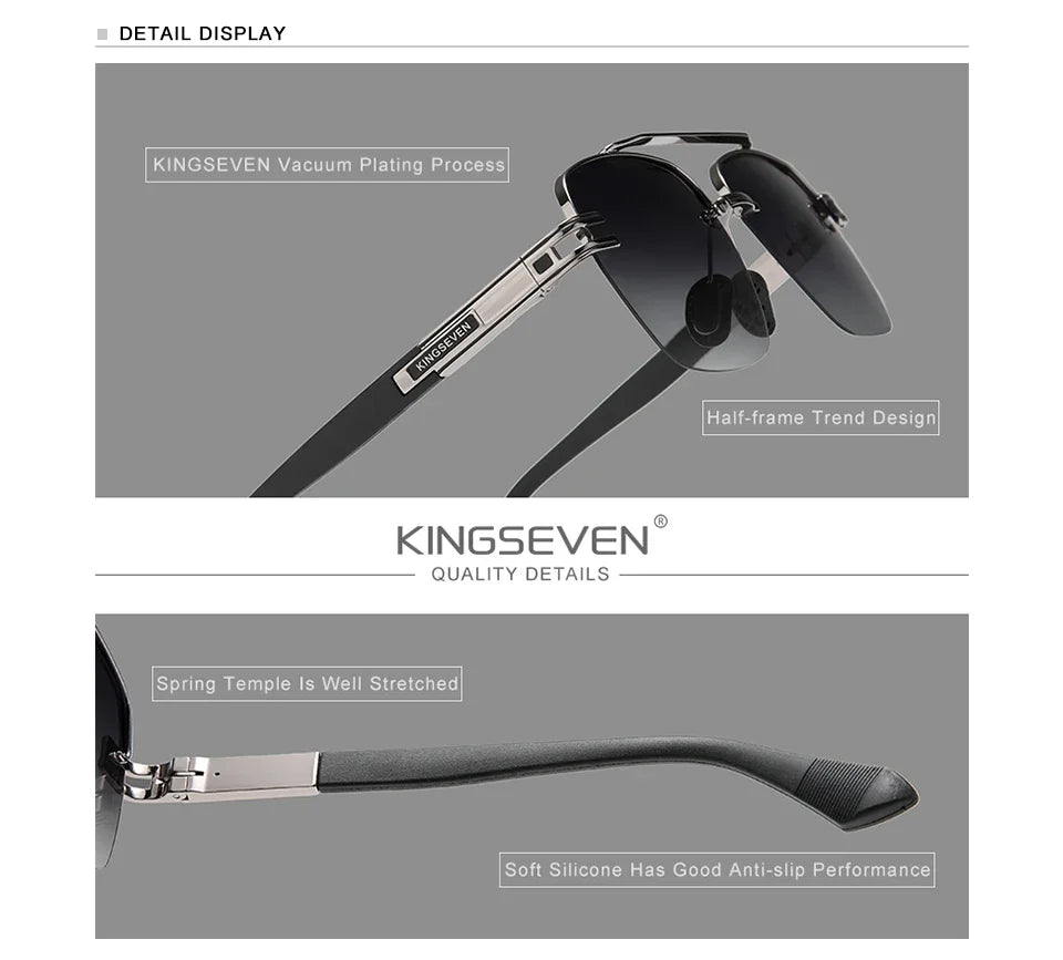 KINGSEVEN Fashion Sunglasses Men Polarized UV400 Glasses Women Square Large Half Frame Male Female Fishing Driving Eyewear