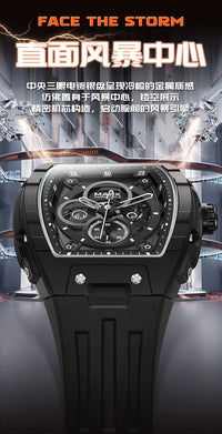 Mark Fairwhale 6003 Automatic Movement Mens Watch New Tonneau Light Case Luminous Waterproof Mechanical Watches for Men Gift BOX