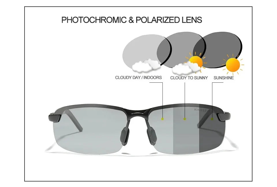 KINGSEVEN Fashion Half Frame Sunglasses Men's Outdoor Polarized UV400 Driving Glasses High Quality Fishing Driving Eyewear