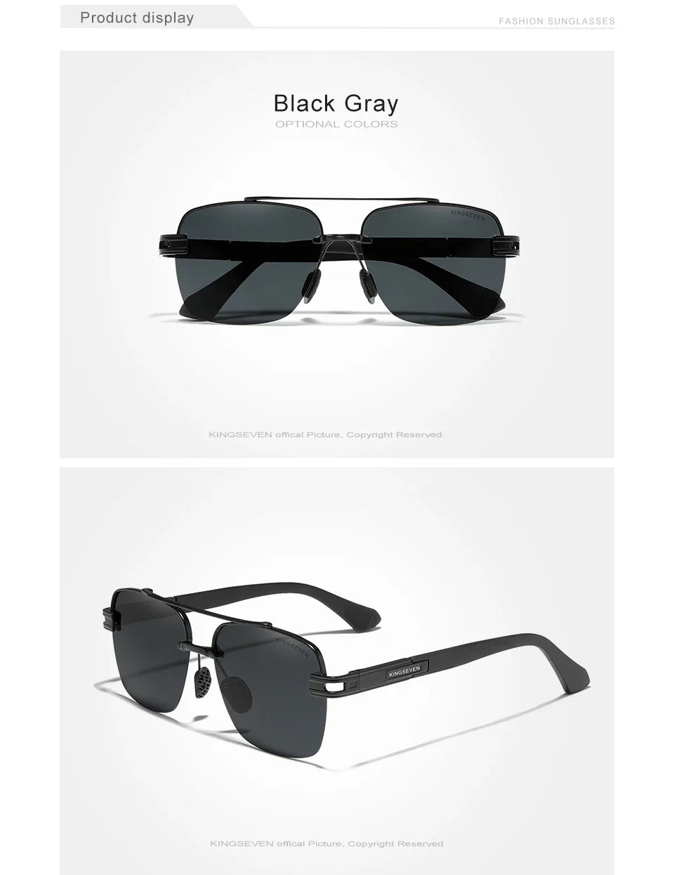 KINGSEVEN Fashion Sunglasses Men Polarized UV400 Glasses Women Square Large Half Frame Male Female Fishing Driving Eyewear
