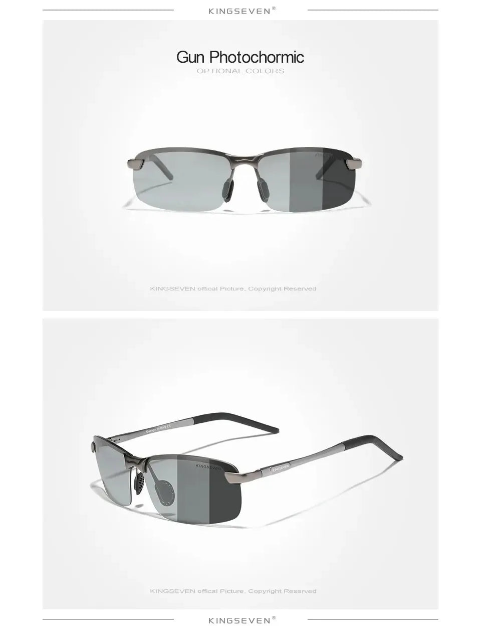KINGSEVEN Fashion Half Frame Sunglasses Men's Outdoor Polarized UV400 Driving Glasses High Quality Fishing Driving Eyewear