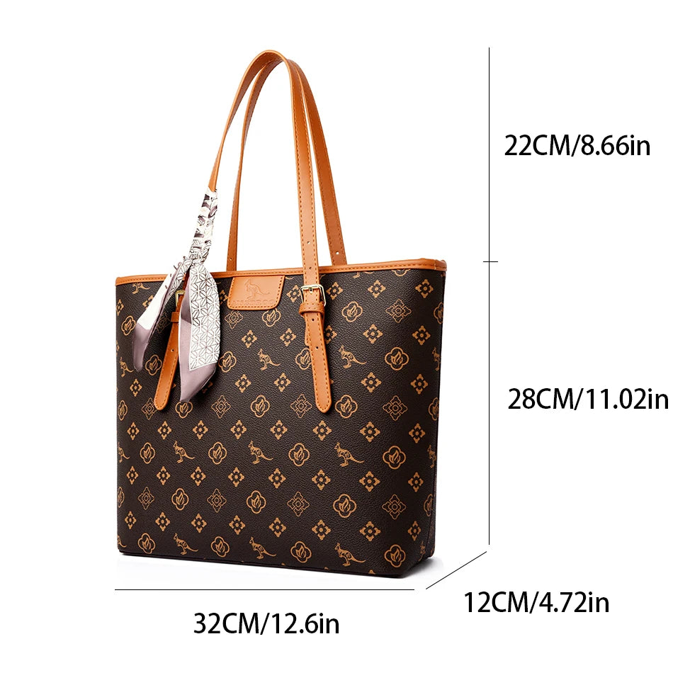 Women's Quality Soft Leather Shoulder Bag Luxury Print Designer Handbag Ladies Casual Tote Bag Messenger Commuting Sac A Main