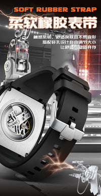 Mark Fairwhale 6003 Automatic Movement Mens Watch New Tonneau Light Case Luminous Waterproof Mechanical Watches for Men Gift BOX
