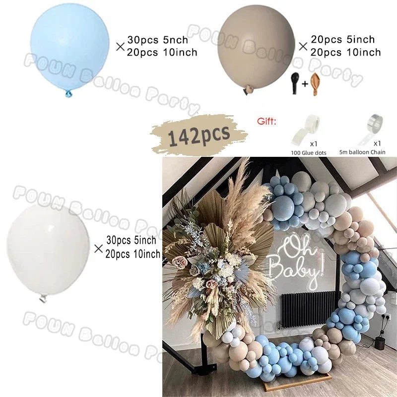 Macaron Dusty Blue Balloon Garland Arch Kit Happy Birthday Party Decoration Kids Boy Baby Shower Ballons Wedding Party Supplies