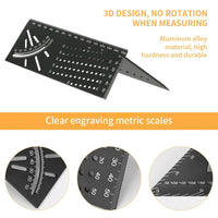 Premium Aluminum Alloy Woodworking Square Ruler - 3D Mitre Angle Measuring Template Tool - 45/90 Degree Carpenter's Layout Gauge