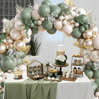 White Sand Balloons Garland Sage Green Gold Balloon Arch Kit Birthday Party Baby Shower Wedding Bride Shower Decoration Globos