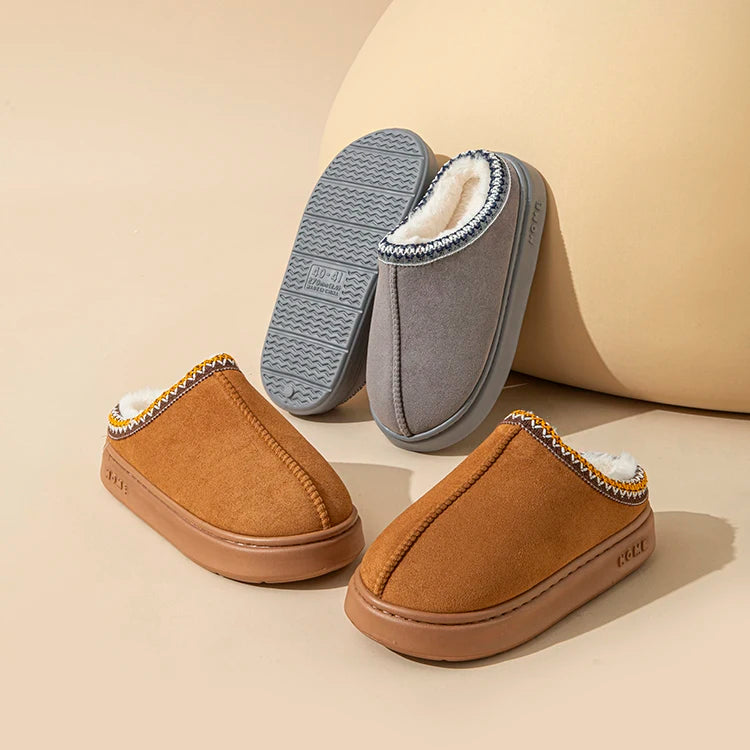 Platform Fluffy Slippers Women House Flats Fashion Plush Winter Designer Shoes Ladies Home Elegant Casual Footwear Large Size