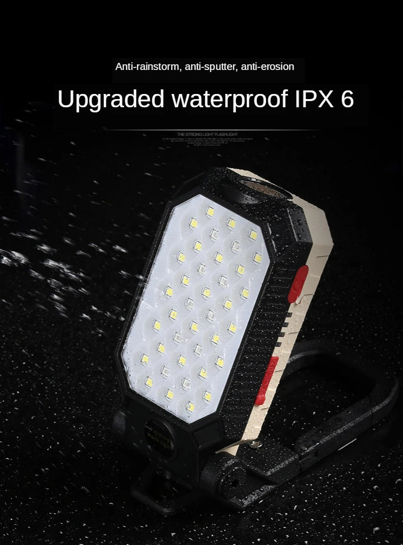 Multi-function Work Light Floodlight Glare Flashlight Built-in Battery Magnetic Suction Power Display Car Repair Emergency Lamps