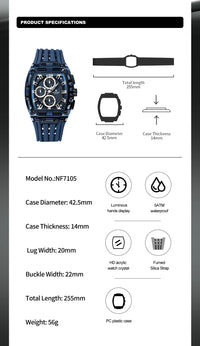 NAVIFORCE Fashion Men Watch Quartz Chronograph  Clock 3ATM Waterproof Silicone Band Sports Casual Date Display Male Wristwatches