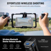 NEEWER Universal Phone Cage Rig with Bluetooth Side Handle Smartphone Stabilizer For iPhone 15 Pro Max 15 Pro Galaxy S24 Ultra