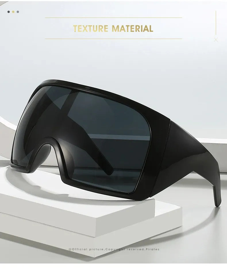 Oversized Punk Shield Sunglasses Women Men Big Frame 2025 Luxury Brand Steampunk Mask Sun Glasses For Ladies Sports Goggle UV400