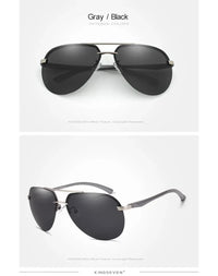 KINGSEVEN Fashion Pilot Rimless Sunglasses Men  Aluminum Polarized Large Frame Glasses Women Casual Driving Outdoor Eyewear