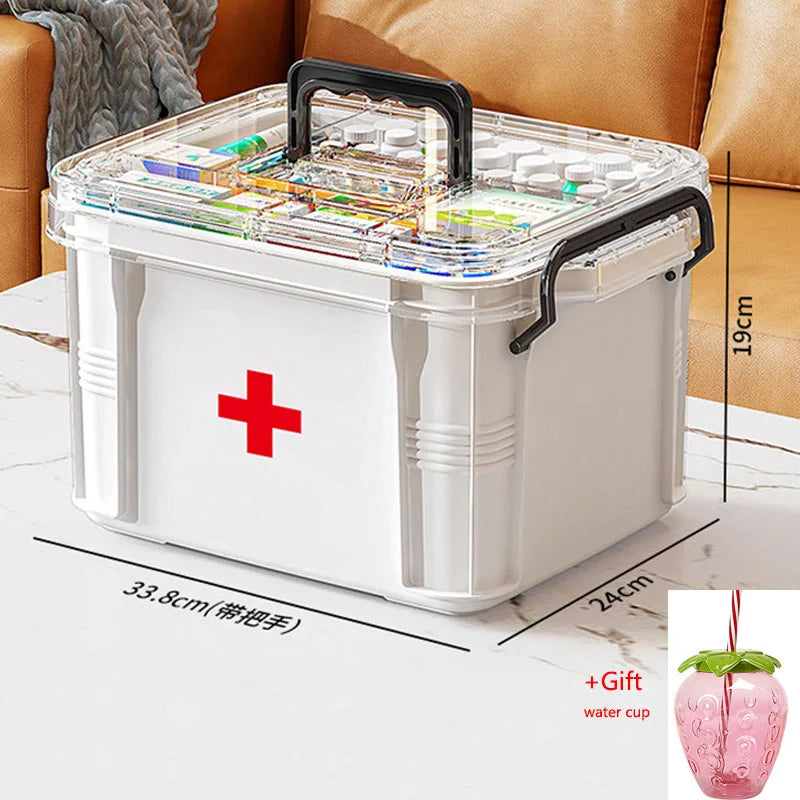 Large-capacity Multi-layer Transparent Storage Box Household Transparent Sorting Medical Emergency Portable Medicine Box