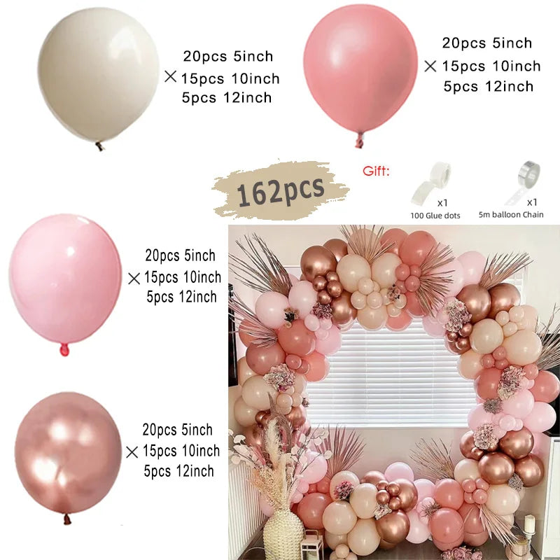 Macaron Pink Balloon Garland Arch Kit Kids Happy Birthday Metal Rose Gold Confetti Balloons Wedding Party Baby Shower Decoration