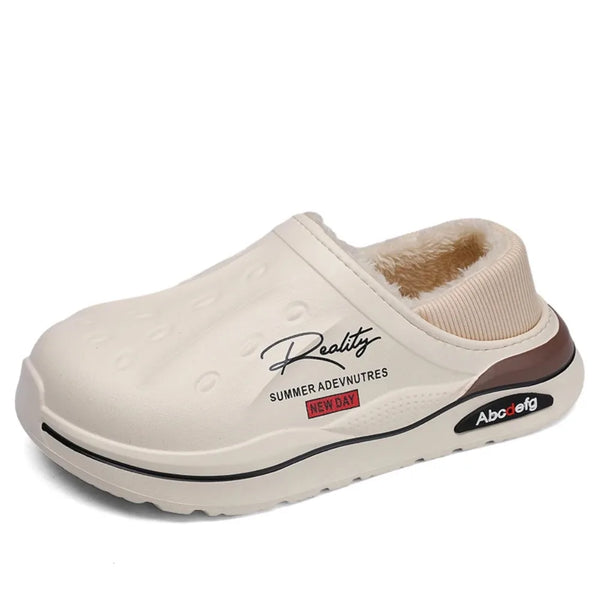 New Winter Warm Slippers Mens Womens Waterproof Slippers on Shoes Fur Lined Home Shoes Anti-Slip Outdoor Walking Shoes