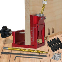 Pocket Hole Jig,Two Hole Wood Jig System Kit with Drill Guide and Step Drill Bit and Wooden Plugs and Screws for Joinery Work
