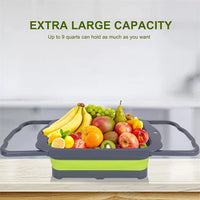 LMETJMA Collapsible Colander with Extendable Handles Colander Strainer Over The Sink Vegetable Fruit Colanders Strainers JT40