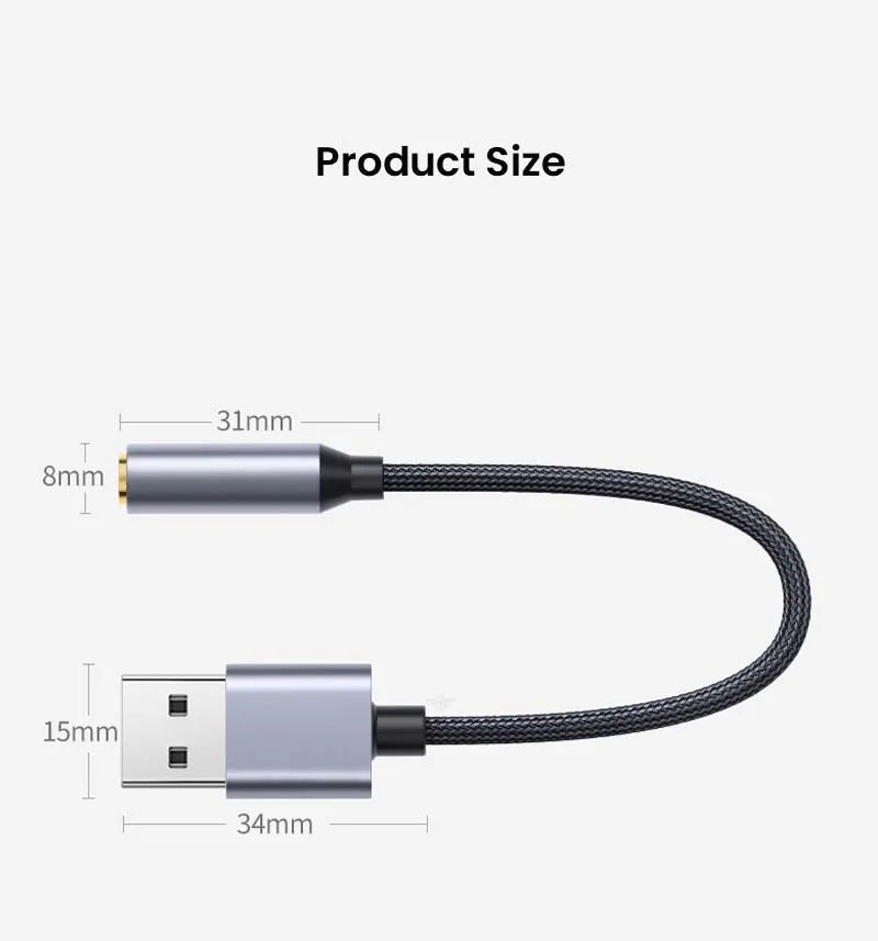 NIERBO USB to 3.5mm Audio Jack Adapter USB A to 3.5mm TRRS USB to Audio Jack Adapter Headset External Stereo Sound Card