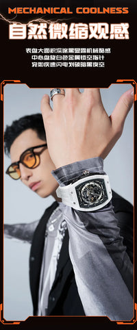 Mark Fairwhale 6003 Automatic Movement Mens Watch New Tonneau Light Case Luminous Waterproof Mechanical Watches for Men Gift BOX
