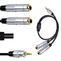 Metal shell Stereo TRS 3.5mm Male Double 6.35mm Female Audio Adapter Cable