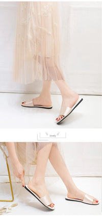Summer New Home Slippers Fashion Flat Casual Satin Simulation Silk Slippers Indoor Non-slip Peep Toe Slides Wedding  Flip Flops