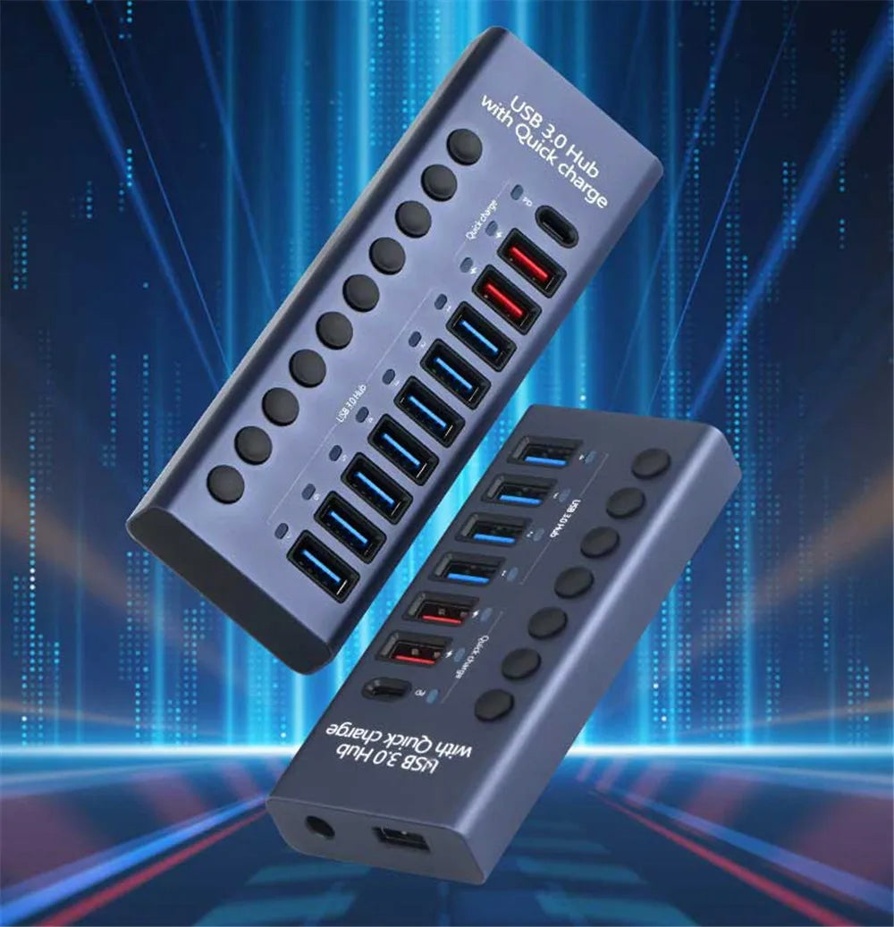 MZX 10 7 4 Port USB Hub 3.0 Aluminum A 3 0 Multi-hub Splitter Concentrator Dock Multiple Extensor Switch Adapter Docking Station