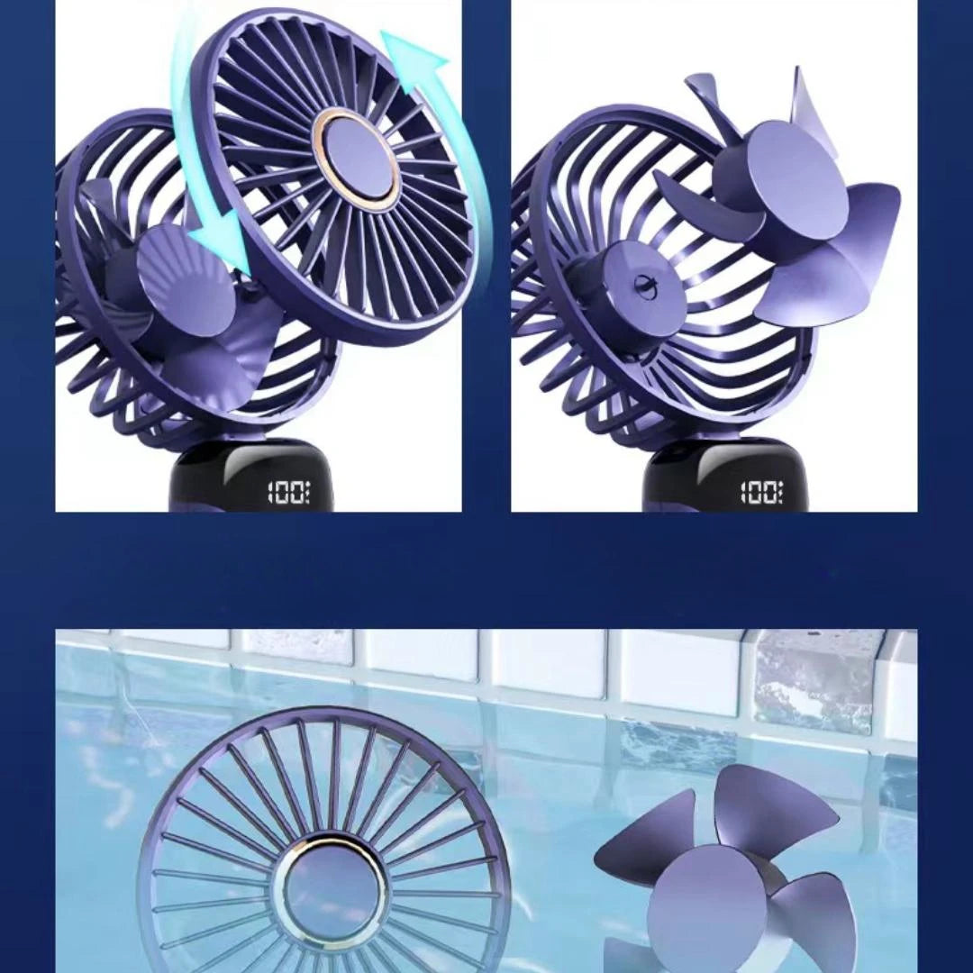 Portable Handheld Personal Rechargeable Fan LED Digital Display 90°Adjustable  Rechargeable Fan , 5 Speed Wind Mini Aromatherapy