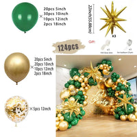 White and Gold Balloons Garland Arch Kit with Starburst Foil Balloon for Wedding Anniversary Birthday Party Decorations Supplie
