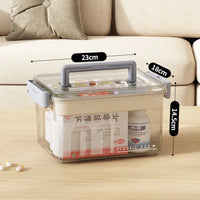 Multi-Layer Home Medicine Box Large Capacity Medical Storage Case Transparent Design for First Aid and Medication Organization