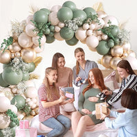 White Sand Balloons Garland Sage Green Gold Balloon Arch Kit Birthday Party Baby Shower Wedding Bride Shower Decoration Globos
