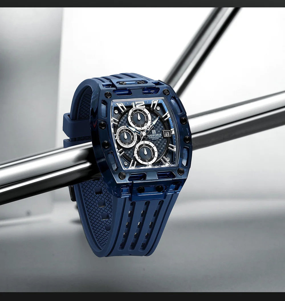 NAVIFORCE Fashion Men Watch Quartz Chronograph  Clock 3ATM Waterproof Silicone Band Sports Casual Date Display Male Wristwatches