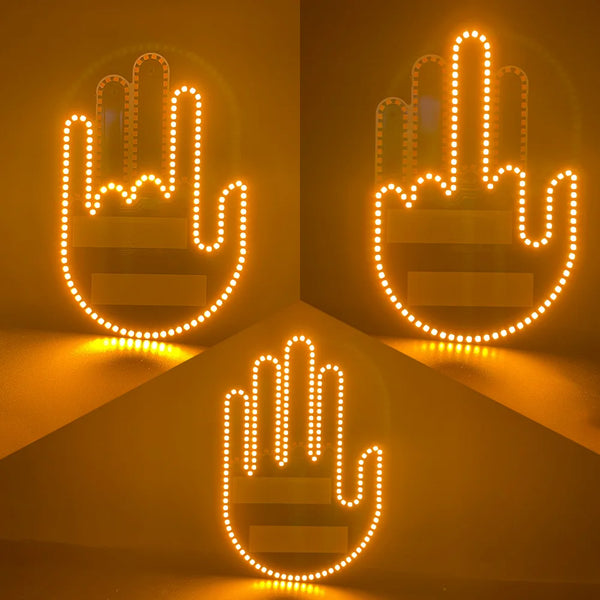 New LED Illuminated Gesture Light Car Finger Light With Remote Road Rage Signs Middle Finger Gesture Light Hand Lamp
