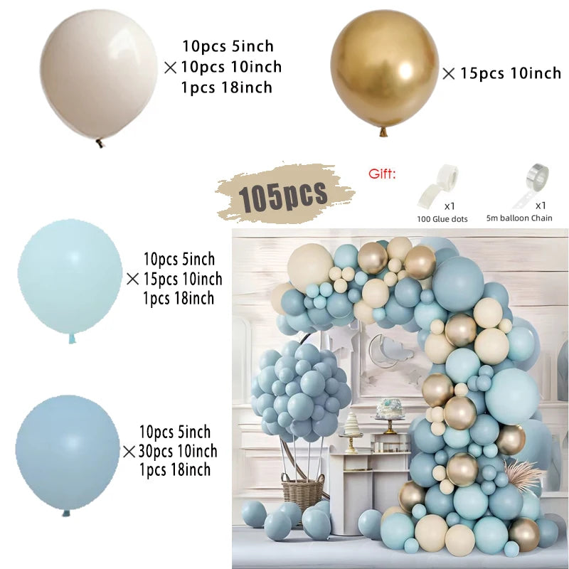 Macaron Dusty Blue Balloon Garland Arch Kit Happy Birthday Party Decoration Kids Boy Baby Shower Ballons Wedding Party Supplies