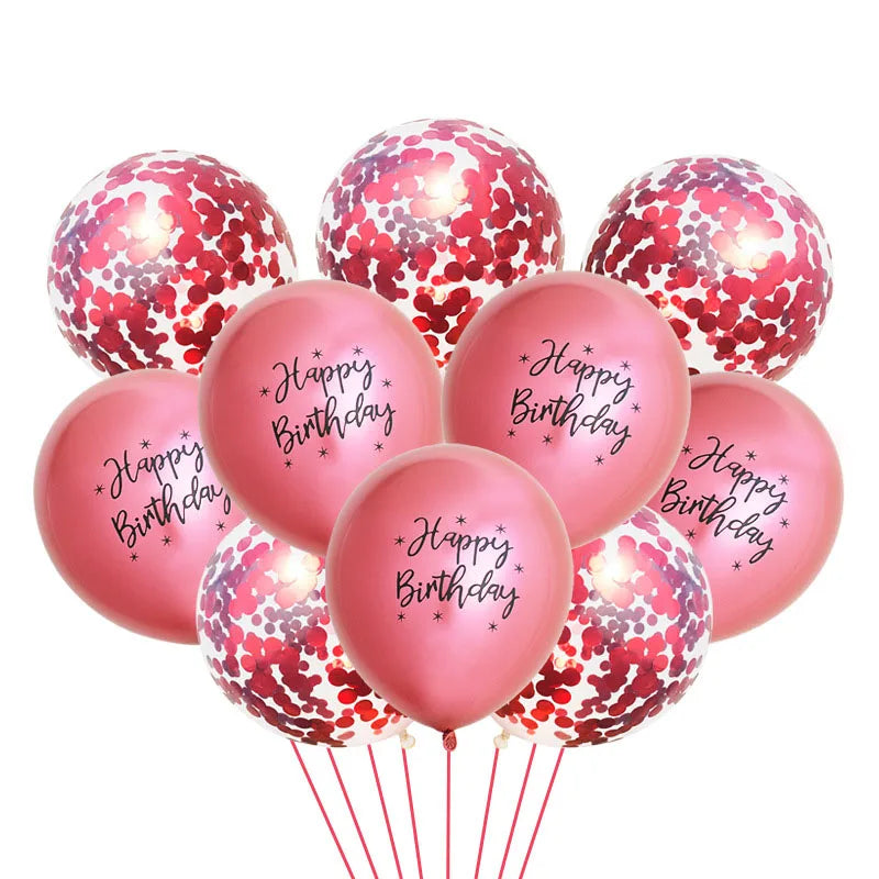 10/20pcs 12inch Happy Birthday Printed Pattern Metallic Ballons Helium Latex Balloon Chrome Metal Globos Birthday Party Decorati