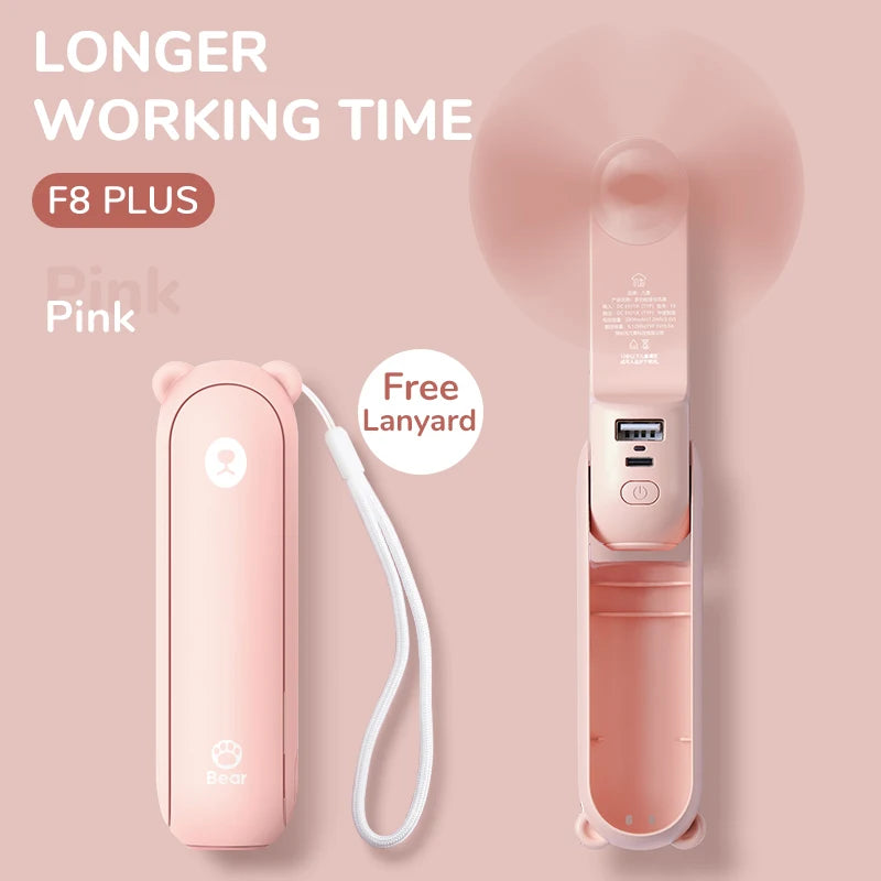 JISULIFE Portable Fan Mini Handheld Fan USB 4500mAh Recharge Hand Held Small 3 in1 Pocket Fan with Power Bank Flashlight Feature