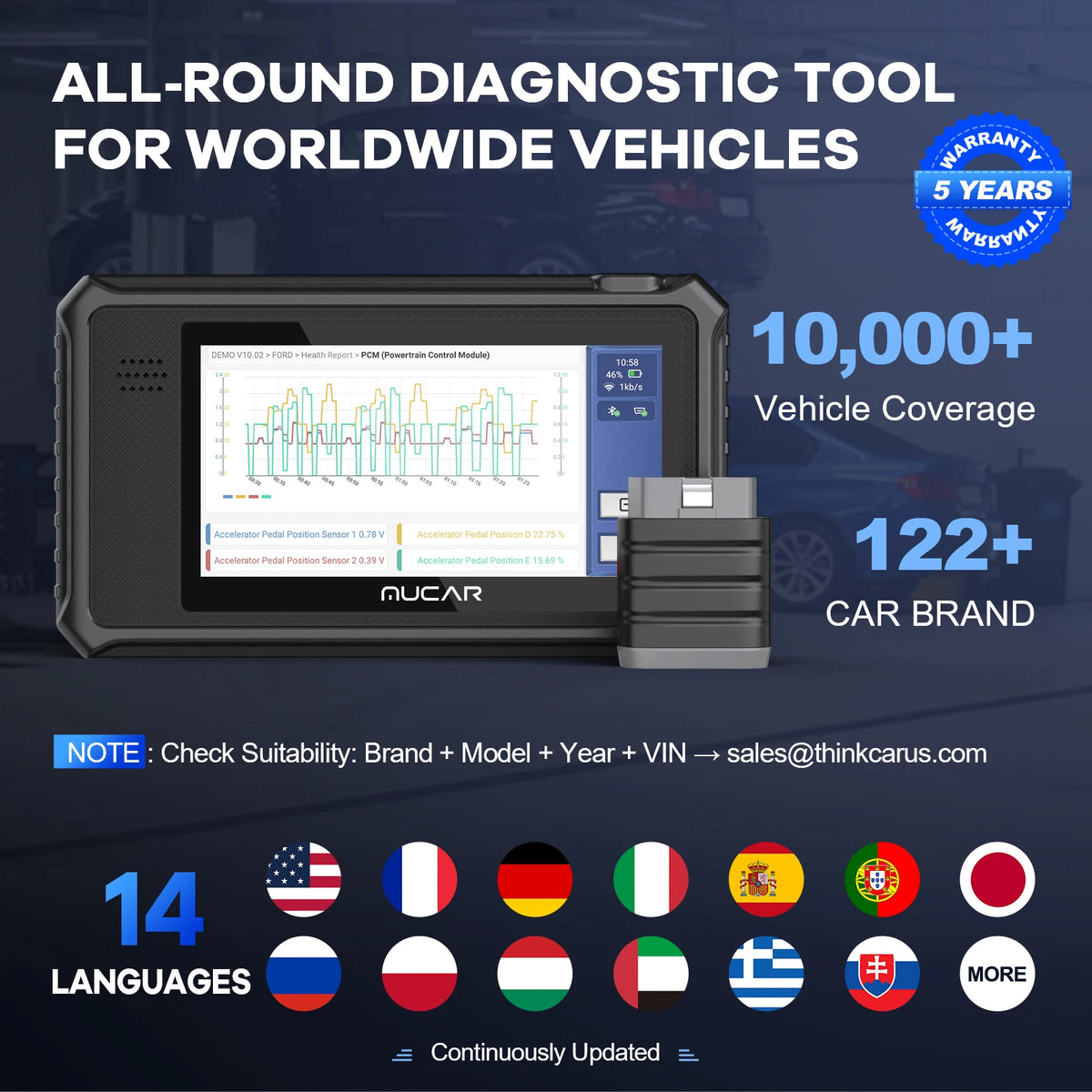 MUCAR VO6 All Cars Lifetime Free Full System 28 Resets Obd2 Diagnostic Tools ECU Coding Bi-directional Scan Obd 2 Auto Scanner