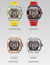 Luxury Brand Tonneau Watch for Men Classic Stainless Steel Chronograph Quartz Watches Fashion Sport Waterproof Reloj Hombre Gift