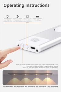 LED Motion Sensor Wireless Ultra Thin Night Light USB LED Wine cooler Light For Kitchen Cabinet Bedroom Wardrobe Indoor Lighting