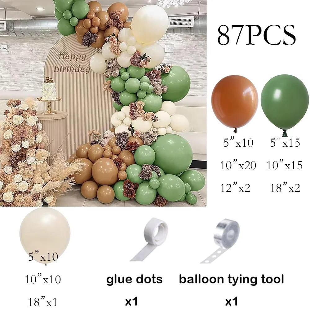 White Sand Balloons Garland Sage Green Gold Balloon Arch Kit Birthday Party Baby Shower Wedding Bride Shower Decoration Globos