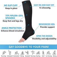 1 Pairs S-XXL Compression Socks Medical Prevent Varicose Veins Toeless Support Hose for Women Men